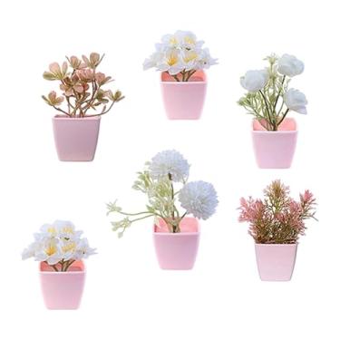 Imagem de Baoblaze 6x Vasos Artificiais para Decoração de Flores, Verduras, Flores Falsas com Vaso, Mini Vasos de Plantas para Sala de Jantar, Prateleira, Mesa de Festa, Style a