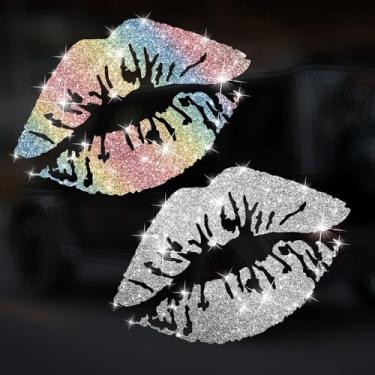 Imagem de Decalque de carro com lábios sensuais brilhantes autoadesivo PVC brilhante adesivo para carros, caminhões, motocicletas, capa de porta multidecoração adesivo (branco e colorido)