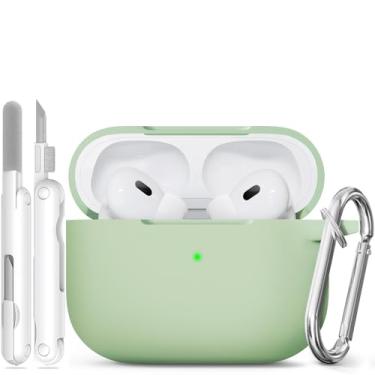 Imagem de Capa para Airpods Pro 2 com limpeza e chaveiro, capa de silicone macio Ekoonpft (Pistachio Green, Airpods Pro 1ª/2ª)