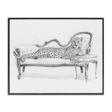 Imagem de Stupell Industries Design de arte giclée com moldura preta chita da Besta Lounging por Victoria Barnes, 28 x 35 cm