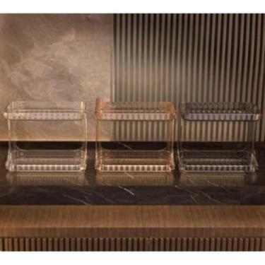 Imagem de Mesa de maquiagem maquiagem organizador rack(DOURADO)