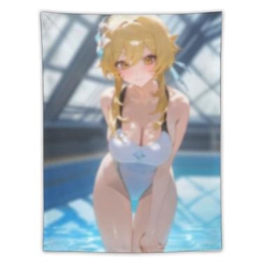 Imagem de LIEGBMEU Tapeçaria de biquíni sexy anime menina 152.4 cm x 203.2 cm interior exterior parede colcha arte decoração de tapeçaria caprichosa, AF305