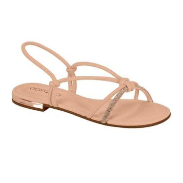 Imagem de Sandália Rasteira Feminina Beira Rio Tiras Entrelaçadas, Bege, 37