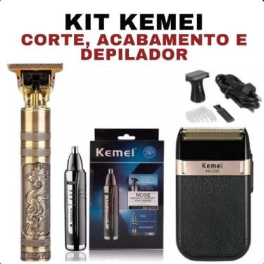 Imagem de Kit Kemei Profissional: Cortador de Pelo e Aparador Ajustável - LIPPIN