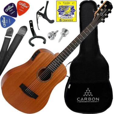 Imagem de Kit Violão Giannini Baby Aço Elétrico Gtg36S Walnut Eq Vx05