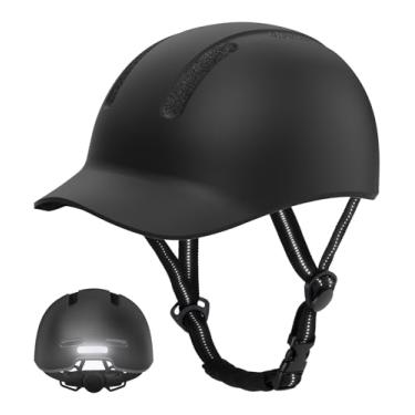 Imagem de Shinmax Capacete de bicicleta adulto para homens e mulheres - Boné de beisebol leve ajustável estilo capacete de ciclismo com faixa refletiva, perfeito para viagens urbanas e ciclismo de estrada