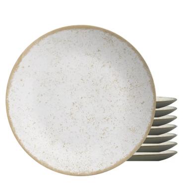 Imagem de Jogo 8 Pratos Raso Coup Organic Cor Bege Cerâmica 29cm Alleanza