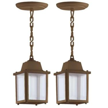 Imagem de Kit 2 Luminaria Pendente Externo Colonial Marrom Alz15 - Acende A Luz,