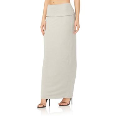 Imagem de AFRM Saia maxi feminina Esin macia dobrável cintura alta longa, Cinza mesclado, 3X
