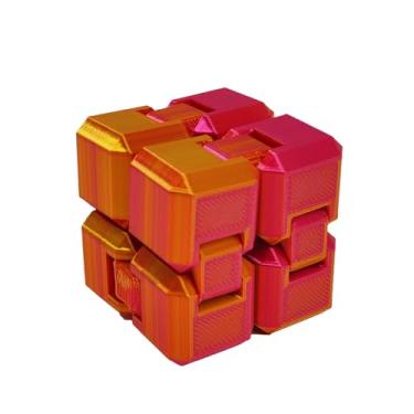 Imagem de Fidget Cubo Infinito Laranja e Amarelo Anti Estresse Cube Infinity 3D Bicolor