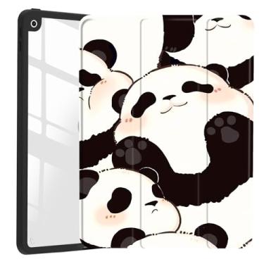 Imagem de JOYLAND Linda capa padrão Pandas para iPad Pro 13 polegadas (M4) 2024, capa preta rígida de acrílico transparente com suporte para lápis, suporte de três dobras, capa híbrida para tablet (número do
