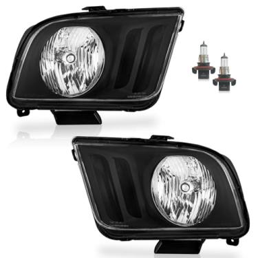 Imagem de Vizotae Faróis para Ford Mustang 2005-2009 (não serve para Factory Xenon) substituição de farol de halogênio, farol alto/baixo com lâmpadas, lado do motorista e do passageiro