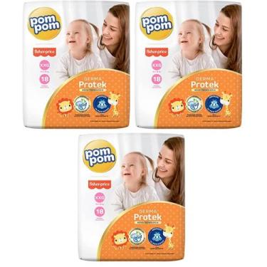Imagem de Kit Fralda Pompom Derma Protek Jumbo  Fisher-Price - Tam XXG (14 a 18K