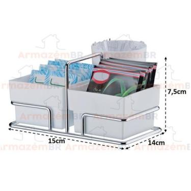 Imagem de Suporte Porta Mexedor Organizador Sachês Para Café e Chá Cromado - 115