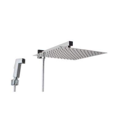 Imagem de Ducha Chuveiro Inox 30 cm c/ Desviador e Ducha Manual em ABS - AMG Met