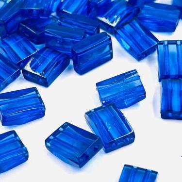 Imagem de Miçanga Retângulo 14x10mm 50pçs Azul Passante 2 furos 50g - Macall