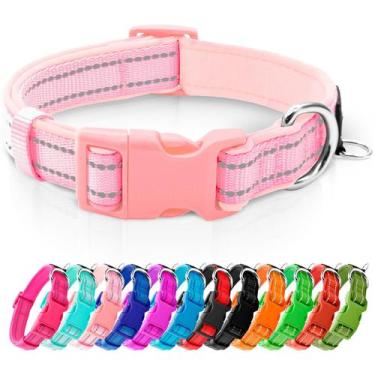 Imagem de Coleira de neoprene refletiva azuza acolchoada para cães grandes