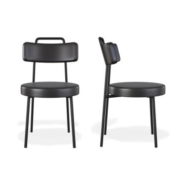 Imagem de Kit 2 Cadeiras Ster Escritório Couro Sintetíco Preto - Vallisa Decor