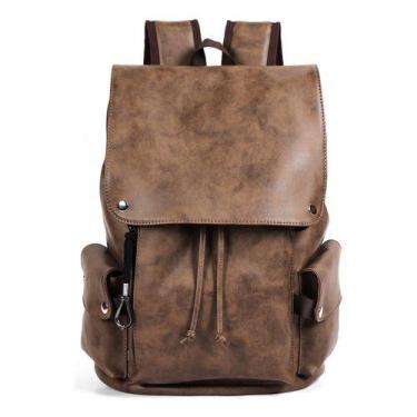 Imagem de Mochila vintage para jovens universitários - couro PU de alta qualidad