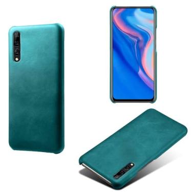 Imagem de Capa para Huawei Y9 Prime 2019,Proteção contra quedas,Casca de volta de cor sólida simples,Design de couro de imitação de plástico-Green