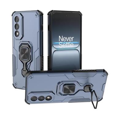 Imagem de Compatível com OnePlus Ace 5 Ultra, suporte dobrável giratório de 360 graus integrado, proteção resistente, compatível com OnePlus Nord 5 capa de telefone azul