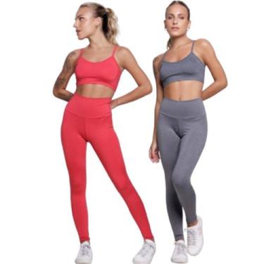 Imagem de KIT 2 Conjunto Top Alça Fina e Calça Suplex WLS Modas Roupa Para Acade