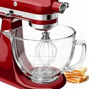 Imagem de Tigela misturadora de vidro para batedeira KitchenAid, 5 Qt, com alça, marcações de medição