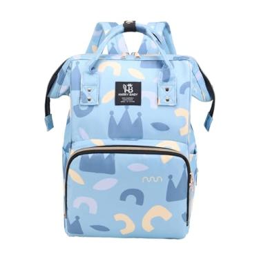Imagem de Dynwave Mochila para fraldas, mochila para mamãe, organizadora à prova d'água e estampada, bolsa para troca de fraldas para bebês, para mamãe e papai,