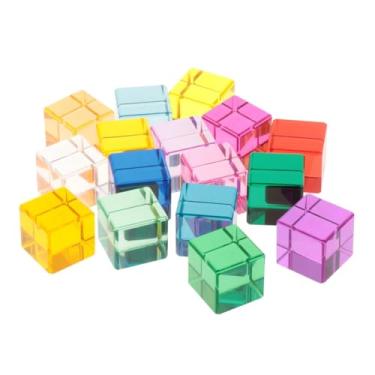 Imagem de Kokiya Blocos de empilhamento de acrílico GEM, cubos educacionais de treinamento sensorial, empilhador de arco-íris translúcido para aprendizagem pré-escolar