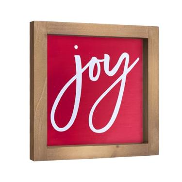 Imagem de pechpell Placa de alegria de madeira, decoração de Natal, 15 cm, moldura de madeira, bandeja em camadas, prateleira de mesa, parede, banheiro, escritório, cozinha, quinta, decorações de inverno para