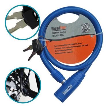 Imagem de Cadeado para Bicicleta com Cabo de Aço Revestido 65cm x 6mm - BESTFER