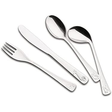 Imagem de Conjunto de Talheres Infantis Baby Friends em Aço Inox, 4 Peças, Prata