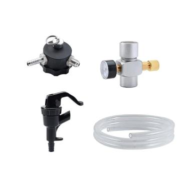 Imagem de Kit de torneira de cerveja portátil para growler – Conjunto completo de dispensador com regulador de CO2, mangueira de silicone de 1 m e torneira de piquenique para cerveja caseira e camping