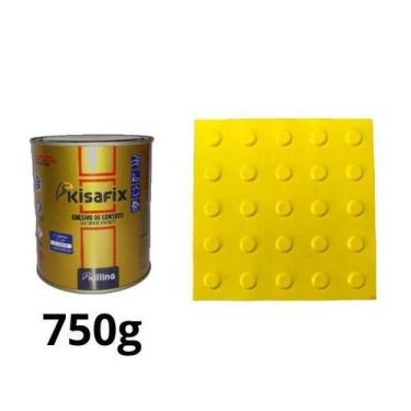 Imagem de Piso Tátil Alerta Amarelo Pvc 25X25Cm Kit 20Pçs + 2 Cola - LaggeAcessi