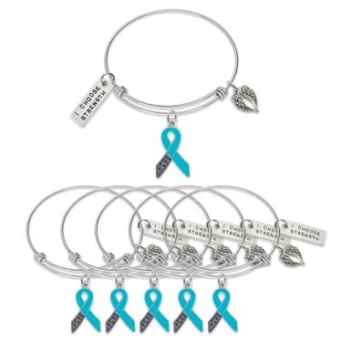 Imagem de TAMAWire Pulseira de conscientização do sobrevivente do câncer – Hope Strength Believe ajustável estilo boho amuleto – presente para homens e mulheres – pulseira com pingente de fita embalada em