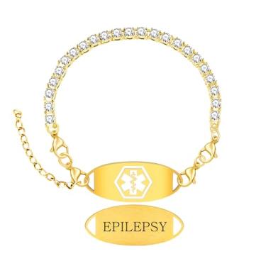 Imagem de Zircobic Pulseira ajustável com etiqueta ICE gravada | Pulseira unissex de identificação médica para uso diário | Joias de alerta de saúde de ajuste confortável | Identificação de emergência para