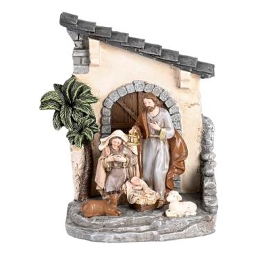 Imagem de Dicksons Estatueta individual do presépio de Natal 14 x 17 cm Resina Palmeira da Sagrada Família