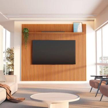 Imagem de Painel para até Tv 85 Polegadas 230x250cm 100% Mdf Aloe Cabecasa Madeiramadeira Marrom