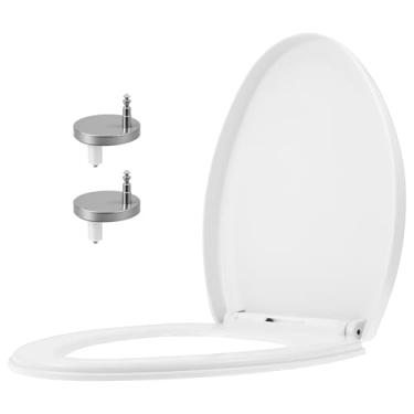 Imagem de Assento de vaso sanitário alongado em PP, tampa de vaso sanitário ergonômica silenciosa, suporte confortável, tampa de assento de bidê, fechamento macio para banheiro, hotel, casa