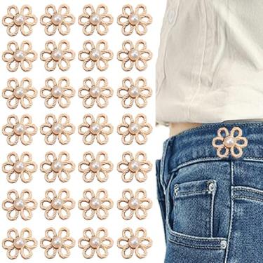 Imagem de 20 pcs Flower Adjustable Jean Buttons, Removable Waist Extender Buckles, for Pants Women, Pants, Skirts, Sleeves(Rose gold)