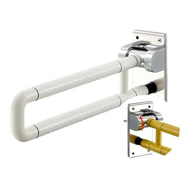 Imagem de Barras de apoio de apoio de segurança trilhos de mão aço inoxidável barra de apoio de vaso sanitário dobrável barra de equilíbrio de chuveiro para casa de banho corrimão em forma de U segurança flip up corrimão antiderrapante para idosos com deficiência (