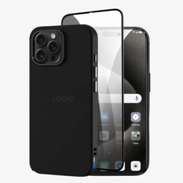 Imagem de Kit Capa Capinha Case Proteção Premium Preta Anti Impactos + Película de Privacidade (iPhone 15 Pro Max)