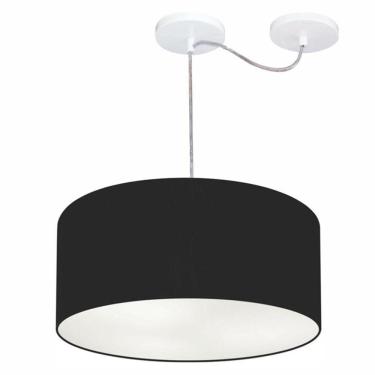 Imagem de Lustre Pendente Cilíndrico Com Desvio De Centro Md-4151 Cúpula Em Tecido 50x25cm Preto - Bivolt