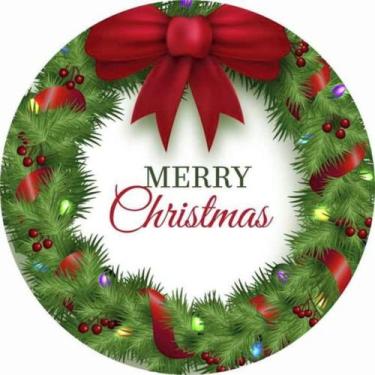 Imagem de Capa Para Painel Redondo Natal Estampa Guirlanda E Enfeites Com Frase 