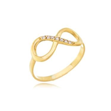 Imagem de Anel Infinito Cravejado Com Diamantes Ouro Amarelo 18 Kl - Juniorjoias