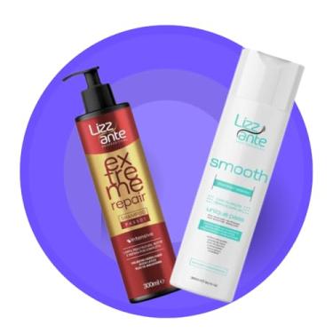 Imagem de Combo Smooth LizzAntê + Shampoo Extreme Repair 300ml | Reconstrução e Alinhamento Capilar | Força, Brilho e Fios Restaurados