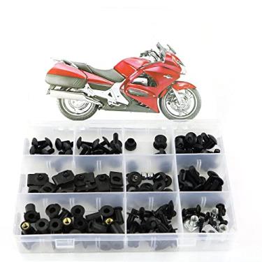 Imagem de Kit de parafusos de carenagem Xitomer para 2002 2003 2004 2005 2006 2007 2008 2009 2010 2011 2012 2013 HONDA ST1300, kits de montagem arruelas/porcas/fixações/ilhos/ilhós (preto fosco)