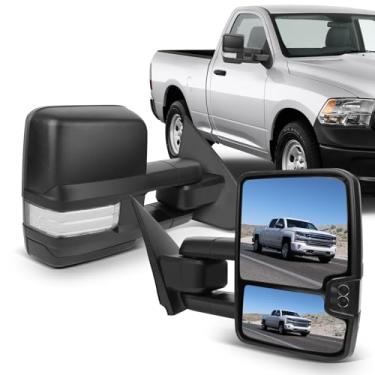 Imagem de ECCPP Espelhos de reboque compatíveis com 2014-2018 para Chevy para GMC 1500 2015-2019 para Chevy para GMC 2500/3500 HD Espelhos de reboque lado esquerdo direito Power Heat LED seta sinal de seta de