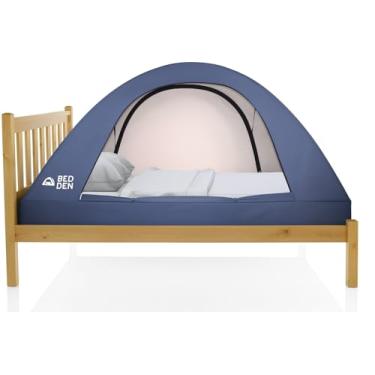 Imagem de Bed Den – Tenda dobrável de privacidade para cama solteiro GG (201,9 cm C x 95 cm L x 89 cm A) Pop Up College Dorm Room Kids Cozy Sleep Better