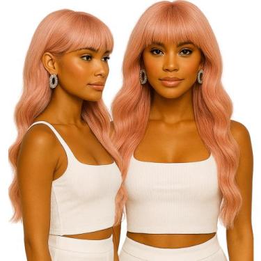 Imagem de Peruca Super Natural Ondulada com Franja Orgânica Com Ajuste Interno +